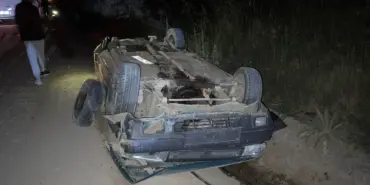 DUBLE YOLDA KAZA: TAKLA ATAN OTOMOBİLİN SÜRÜCÜSÜ YARALANDI