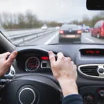 Driving,Car,On,Highway,,Close,Up,Of,Hands,On,Steering