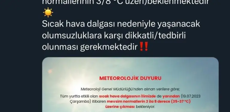 VALİLİK UYARDI, O SAATLERE DİKKAT