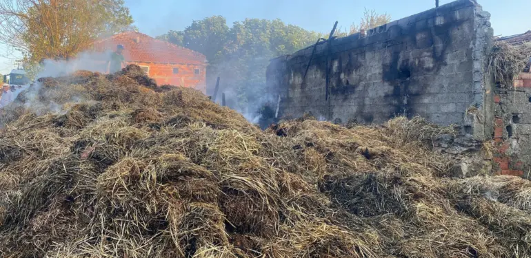 SAMANLIKTA ÇIKAN YANGINDA BİN BALYA KÜL OLDU