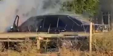 D-100'DE OTOMOBİL ALEV ALDI