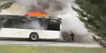 TEST SÜRÜŞÜNDEKİ OTOBÜS ALEV ALEV YANDI