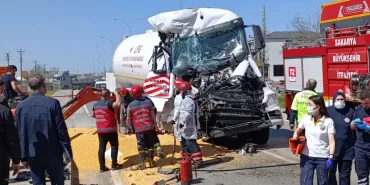 LPG YÜKLÜ TANKER, PARK HALİNDEKİ TAHIL YÜKLÜ TIRA ÇARPTI: 1 ÖLÜ, 1 AĞIR YARALI