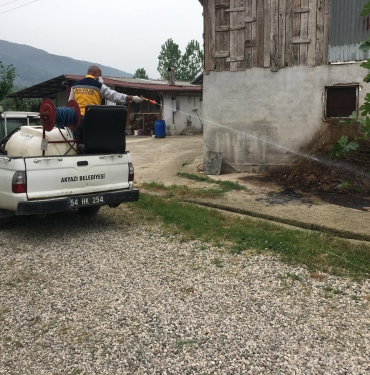 AKYAZI'DA SİNEK VE LARVA MÜCADELESİ SÜRÜYOR
