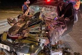TIRA ÇARPAN OTOMOBİL HURDAYA DÖNDÜ: 1 YARALI