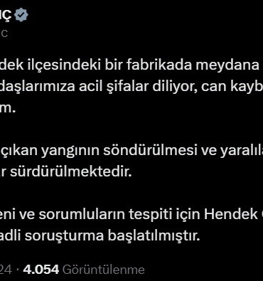 ADALET BAKANI TUNÇ: "PATLAMANIN SEBEBİ VE SORUMLULARIN TESPİTİ İÇİN ADLİ SORUŞTURMA BAŞLATILMIŞTIR"