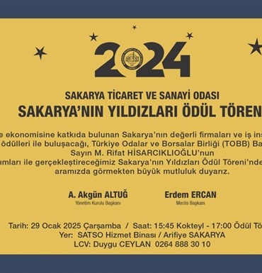 SATSO BASIN DUYURUSU - SATSO SAKARYA'NIN YILDIZLARI ÖDÜL TÖRENİ 29 OCAK'TA