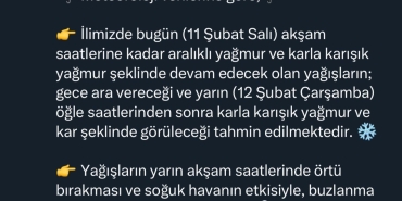 SAKARYA'DA SOĞUK VE YAĞIŞLI HAVA UYARISI