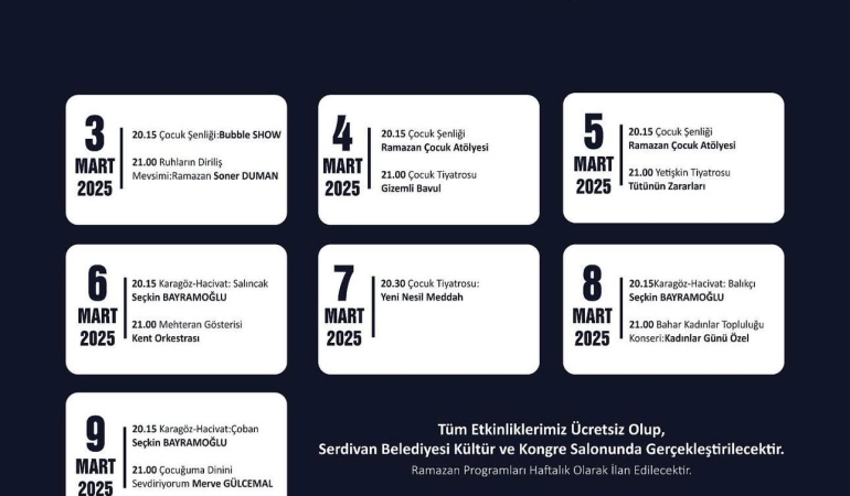 Serdivan Ramazan Coşkusu Kültür Sanat Etkinlikleri Başlıyor