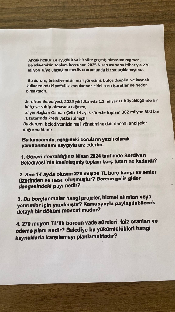 SERDİVAN BELEDİYE BAŞKANLIĞINA