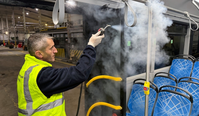 Büyükşehir’in toplu taşıma araçlarında hijyen önceliği en üst seviyede