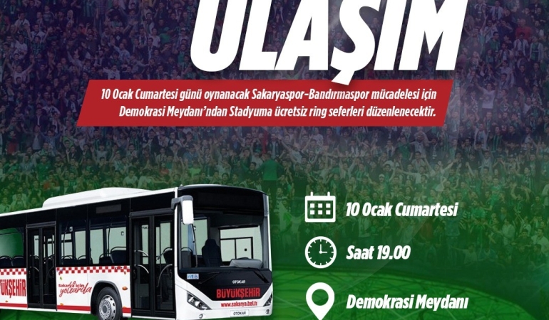 Büyükşehir’den Sakaryaspor maçı için ücretsiz ring seferi