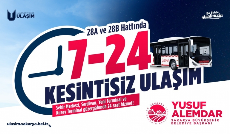 Sakarya’nın en yoğun bölgelerinde toplu taşıma 24 saat durmayacak: Gece ring seferleri başlıyor